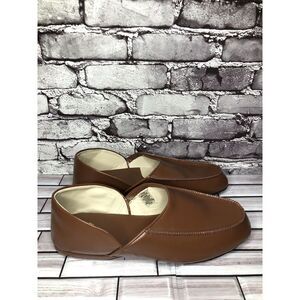 L.B. EVANS 1804 Brown Leather Slip On Casual Slippers Men Sz 13EEE US/46EU 2198